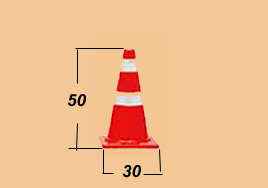กรวยจราจร ขนาด 50 Cm. คาดแถบสะท้อนแสง 2 แถบ