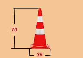 กรวยจราจร ขนาด 70 Cm. คาดแถบสะท้อนแสง 2 แถบ