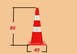 กรวยจราจร ขนาด 80 Cm.คาดแถบสะท้อนแสง 2 แถบ